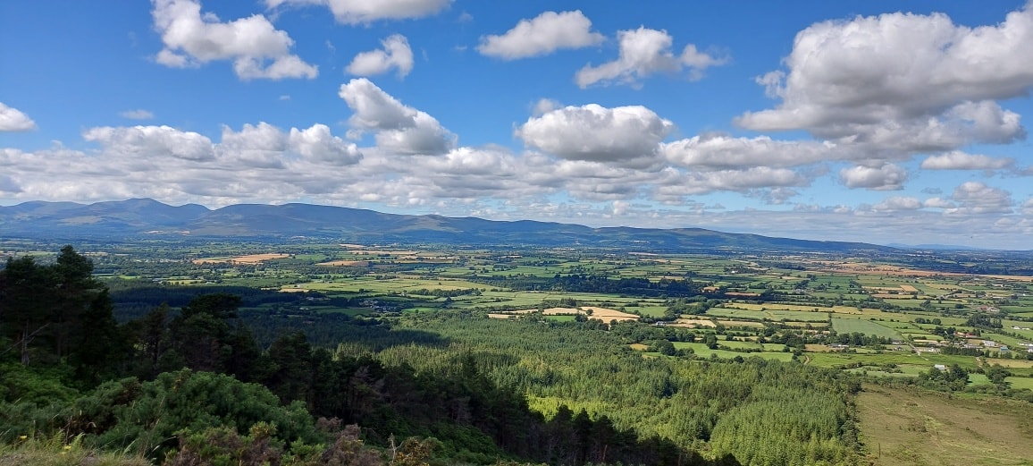 image of County Tipperary taken from the Vee pass looking towards the Galtee Mountains